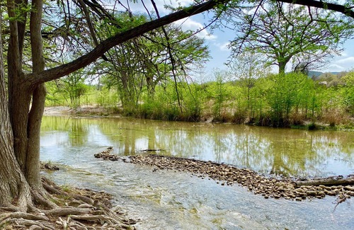 Concan House | Float to your Cabin! Gorgeous River Front, River & Mt. Views, Acreage, Gated.