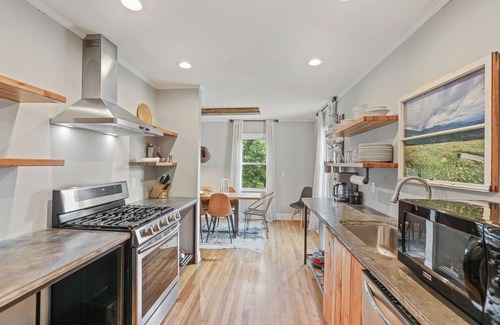 Candler House | Flowing meadow, Hot Tub, Peaceful setting, King bed, Inviting shower, parkway