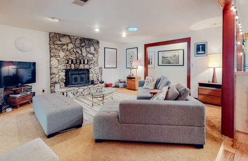 Cazadero House | Forested home near the river with a hot tub, deck, playground, & washer/dryer