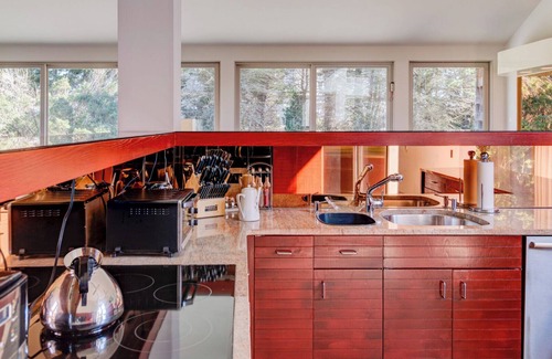 Sagaponack House | Glam-style home with private pool, open-floor plan, floor-to-ceiling.