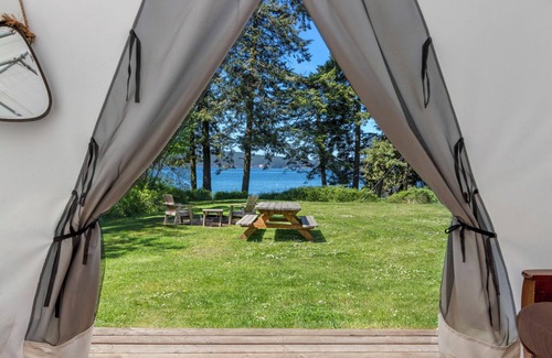 Eastsound RV Rental | Glamping Tent with Westerly Ocean Views - 1 min walk to beach!