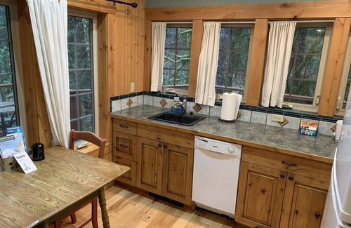 Ashford Cabin | Gorgeous secluded cabin 2 miles from Mt. Rainier National Park. Private hot tub overlooking Copper Creek. No other buildings in sight! Pet friendly. Children welcome. Two bedrooms, full kitchen, big deck with creek views.