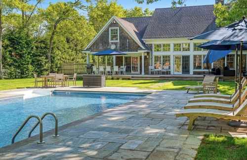 Wainscott Woods House | Gourmet Eat-In Kitchen, Master Suite, Fieldstone Patios
