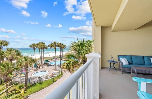 Panama City Beach Condo | Grand Panama 309! Exceptional Low Floor Corner Unit. New Rental 2025. 3Br. Views