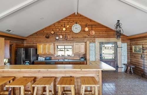 Kerrville House | Guadalupe Bluff Log Cabin - Hot tub - Guadalupe River View