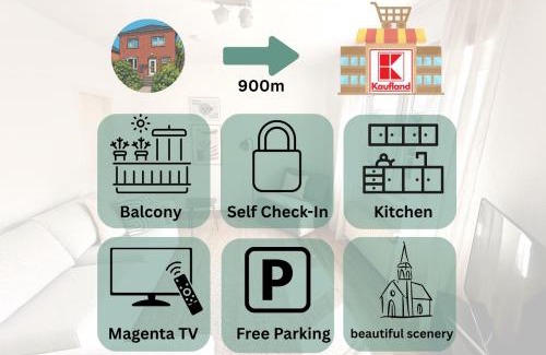 Emmerich Apartment | Hügelhaus Green - Gemütliche Ferienwohnung mit Balkon