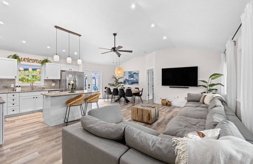 River District House | Heated Pool - Arcade - Pets - 2 King Beds - 75" TV - IMG - Near AMI