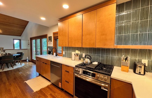 Grand Beach House | Hilltop Hideaway is a mid-century modern home 1 block from Lake Michigan