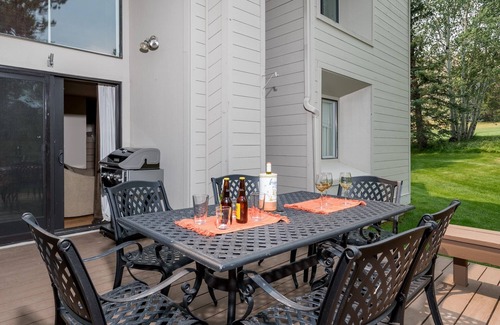 Elkhorn Village House | Holiday Dates Available! Townhome with Patio, Decked Area with Outdoor Furniture, and Outdoor Grill
