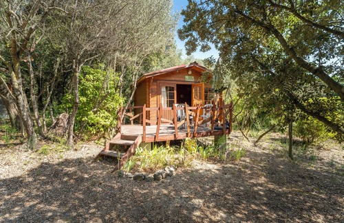 Saint-Pierre-de-Vassols House | Holiday Home 'Chalet Atypique' with Mountain View, Shared Pool and Private Terrace
