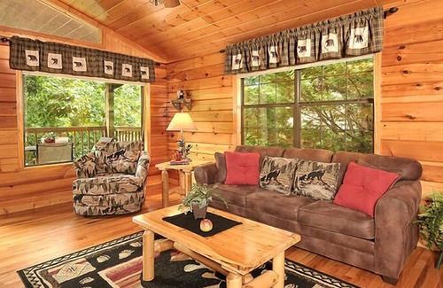 Sevierville Resort | Honey Bear Den is a warm and cozy one-bedroom cabin in Hidden Springs Resort.