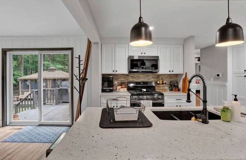 Locust Lake Village House | Hot Tub, Fire Pit, Gazebo & Arcade | Sleeps 8