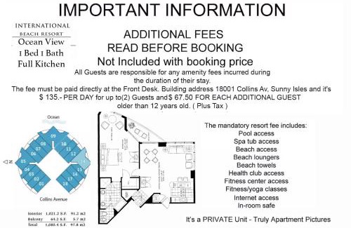 Sunny Isles Beach Apartment | Hotel International Beach Tump Resort Ocean View 1100 sf 1 Bed 1Bth Privately Owned Sunny Isles