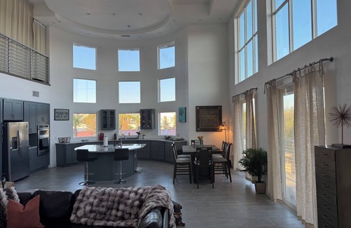 Rancho Oakey Condo | Incredible 2 level loft with 30ft ceilings -expansive balcony with STRIP VIEWS!