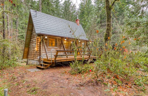 Mount Hood Village Cabin | Intimate dog-friendly retreat with free WiFi, wood stove, & gas grill