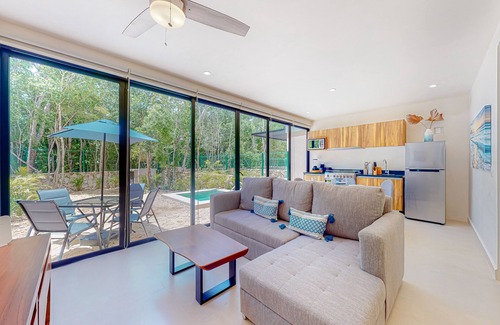 Tulum Condo | Inviting condo with plunge pool, patio, fitness area, & kitchenette