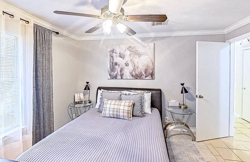 Midtown House | Inviting duplex with full kitchen, patio, central AC, & W/D