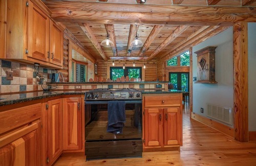 Mill Spring House | Kind Oak Lake House Peaceful Lakeside Cabin with Hot Tub & Private Dock in Mill Springs