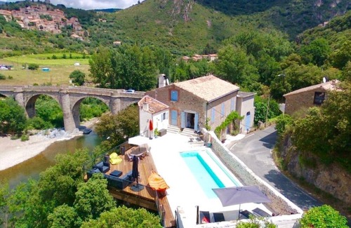 Vieussan House | La Roque-Piscine *NEW* Sleeps 7, Pool, Private River Beach, Views