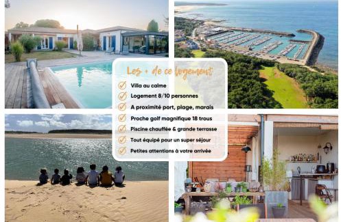 Bourgenay Villa | "LA VILLA DES HAUTES MER" Villa 4 étoiles, 10 personnes, piscine privée chauffée, parc arboré, proche plage et marais