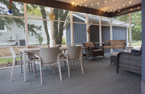 Fennville House | Lake house with private sandy beach on Hutchins Lake!