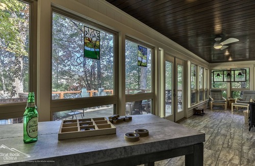 Hiawassee Cabin | Lake Reflections 3/3 Hot tub, pet friendly & fenced lakefront w/dock, paved.