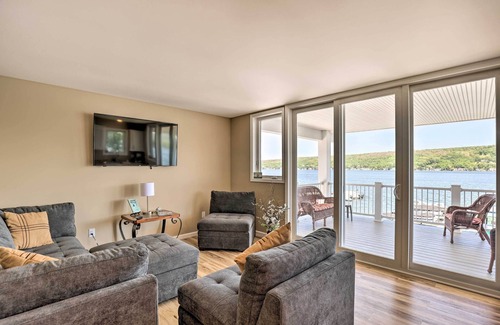 Conesus Apartment | Lakefront Apt w/ Dock: Steps to Dine & Swim!