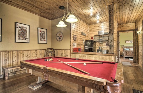 Washburn Cabin | Lakefront cabin with fire pit, lift down to the dock, hot tub, bean bag toss