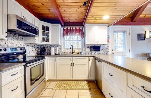 Lake Arrowhead House | Lakefront dog-friendly home with dock, waterfront deck, wood fireplace, & W/D