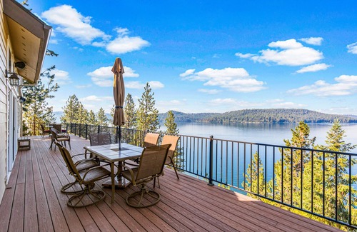 Worley House | Lakefront home on Lake Coeur d'Alene w/tram, dock, kayaks, SUPs & decks