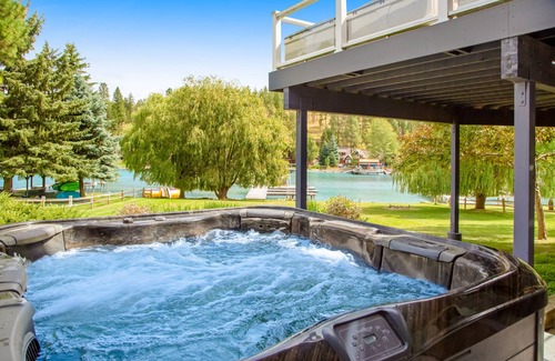 Lakeside House | Lakefront home with dock, lake views, Ping-Pong, outdoor kitchen, private beach