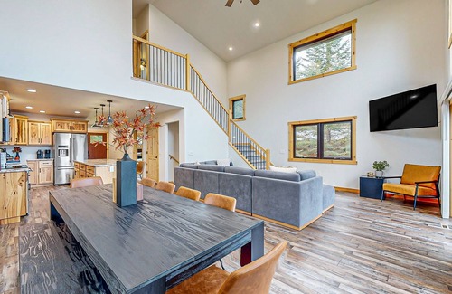 Eagle River House | Lakefront home with yard, private dock, deck, firepit, & washer/dryer