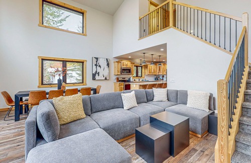 Eagle River House | Lakefront home with yard, private dock, deck, firepit, & washer/dryer