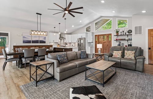 La Follette House | Lakefront home with private hot tub, dock, golf, pool, pickleball, firepit, AC