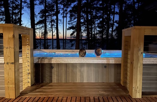 Anderson House | Lakefront; hot tub, 4 king beds; 4 twin beds; private, deep water, covered dock