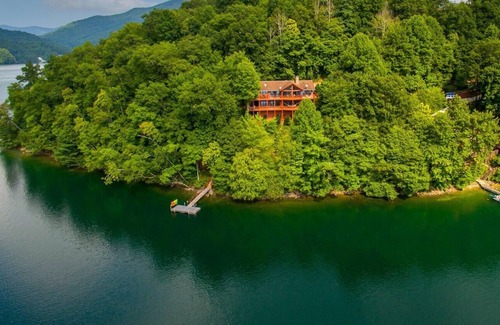 Topton House | Lakefront lodge--stunning views, private dock, kayaks, fire pit, pet friendly