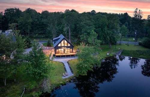 Gouldsboro House | Lakefront Modern Chalet with Multiple King Beds