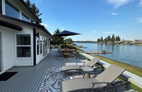 Bonney Lake House | Lakefront Retreat with Private Dock's, Stunning views, Fireplaces and hot tub!