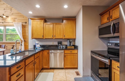Sevierville Cabin | Lakefront with Dock! Hot Tub! Firepit! Pool Table! Mountain View! Pets!