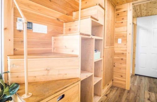 Apple Valley Cabin | Large tiny home with roof private roof top deck and BBQ.