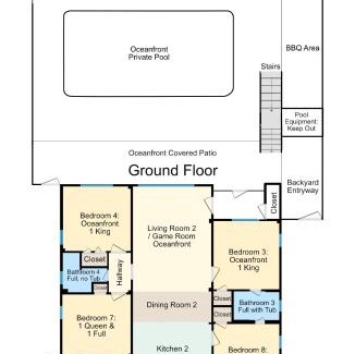 Crescent Beach House | Lavish Accessible, On Ocean, 4 King Beds, Huge Private Pool, Yard, Spa, Patio, BBQ, & Game Tables
