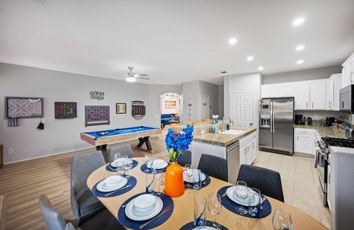 Indio House | LAZY RIVER mini WATERPARK Home, Slides, Basketball Ct, Arcade, 6 Bedrooms