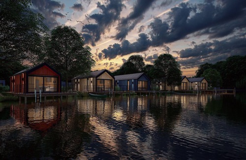 Arcen House | Lodge by the Lake in Arcen with Water Terrace
