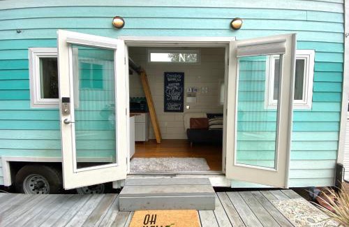 San Luis Obispo House | Lofted Bedroom Teal Tiny Home with Creek Views