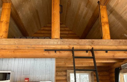 Central Okanagan Apartment | Lofted log cabin with fire table