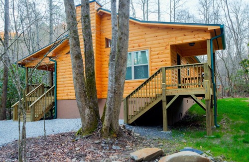 Andrews Cabin | Log cabin nestled in the mountains and situated on Collett Creek