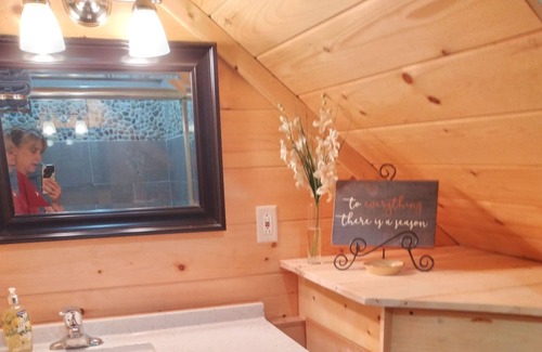 Cochranville Apartment | Log Cabin studio loft w/yard, firepit, woods, and stream! Many nearby ammenities