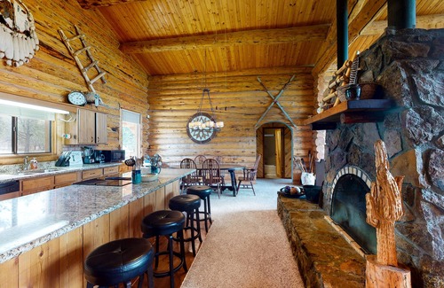 Pagosa Springs House | Log home with firepit, deck, & mountain view - dogs OK