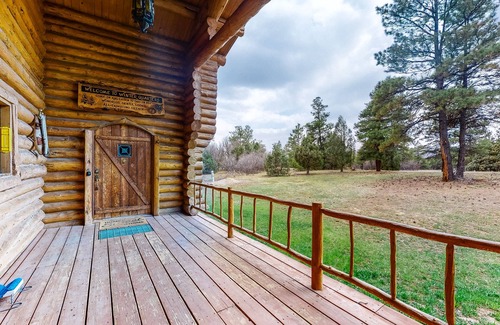 Pagosa Springs House | Log home with firepit, deck, & mountain view - dogs OK