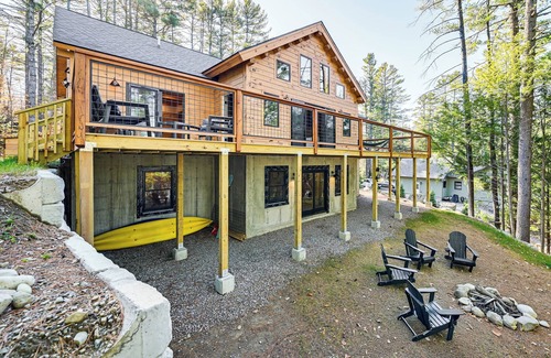 Chester Shores Cabin | Loon Lake View: Newly Built Log Cabin w/Fire Pit!